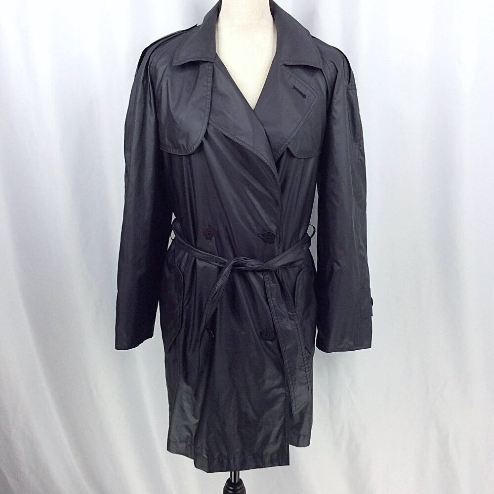 Sanyo Carol Cohen Women's Trench Coat Size‎ XS Dark Gray Belted